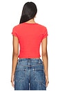 view 3 of 4 Daydreamer Bow Pointelle Baby Tee in Vintage Red