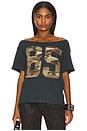 view 1 of 4 85 Camo Applique Off The Shoulder Tee in Vintage Black