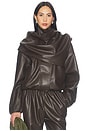 view 1 of 5 Camila Bomber & Scarf in Chocolate
