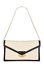 view 1 of 4 London Clutch in Natural Raffia & Black Smooth