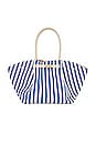 view 1 of 4 New York Tote in Cobalt Blue & Ecru Striped Canvas