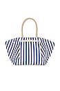 view 2 of 4 New York Tote in Cobalt Blue & Ecru Striped Canvas