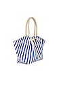 view 3 of 4 New York Tote in Cobalt Blue & Ecru Striped Canvas