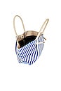 view 4 of 4 New York Tote in Cobalt Blue & Ecru Striped Canvas
