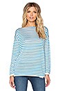 view 1 of 3 Joselyn Merino Stripe Sweater in White & Blue