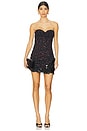 view 1 of 6 Draped Bustier Dress in Black & Lipstick