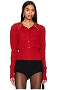 view 1 of 5 Openwork Cardigan in Lipstick Rouge