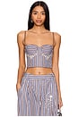 view 1 of 6 Bustier Top in Coffee, Blue, & White