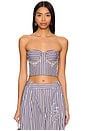view 2 of 6 Bustier Top in Coffee, Blue, & White