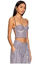 view 3 of 6 Bustier Top in Coffee, Blue, & White