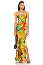 view 1 of 3 Frutas Silk Satin Long Dress in Multi