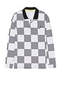 view 1 of 5 Back 9 Checker Long Sleeve Polo in White & Black
