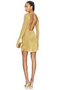 view 1 of 4 ROBE LONG SLEEVE METALLIC MINI  in Gold