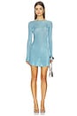 view 1 of 4 Estelle Backless Mini Dress in Sea Blue