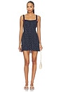 view 1 of 4 ROBE PENELOPE PLISSE  in Navy Polka Dot