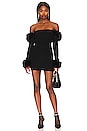 view 1 of 3 Faux Fur Off the Shoulder Mini Dress in Black