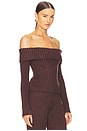 view 2 of 4 Thalia Rib Off The Shoulder Sweater in Chocolate