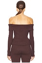 view 3 of 4 Thalia Rib Off The Shoulder Sweater in Chocolate