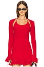 view 1 of 4 Crochet Ruffle Sleeve Bolero in Red Love