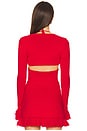 view 3 of 4 Crochet Ruffle Sleeve Bolero in Red Love