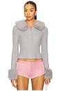 view 1 of 4 x REVOLVE Heart Faux Fur Knit Cardigan in Heather Grey