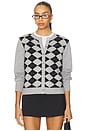 view 1 of 4 Relaxed Argyle Cardigan in Heather Grey