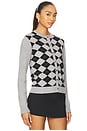 view 2 of 4 Relaxed Argyle Cardigan in Heather Grey