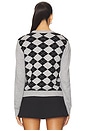 view 3 of 4 Relaxed Argyle Cardigan in Heather Grey