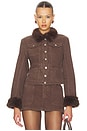 view 1 of 4 Ares Faux Fur Jacket in Chocolate