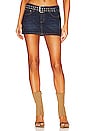 view 1 of 4 Belted Denim Mini Skirt in Dark Wash