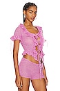 view 2 of 4 Ruffle Knit Tie Top in Azalea