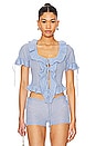 view 1 of 4 Ruffle Knit Tie Top in Baby Blue