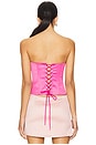 view 3 of 4 Satin Lace Up Corset in Light Pink