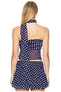 view 4 of 5 Chiffon Wrap Around Top in Navy Polka Dot