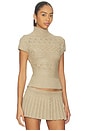 view 2 of 4 Cable Knit Turtleneck Top in Warm Taupe