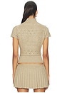 view 3 of 4 Cable Knit Turtleneck Top in Warm Taupe