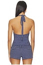 view 3 of 4 Halter Cowl Neck Top in Navy Polka Dot