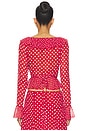 view 3 of 4 Mallorca Ruffle Wrap Top in Red Love Dot