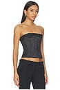 view 2 of 4 Jean Lace Trim Satin Corset in Black