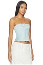 view 2 of 4 Lace Trim Satin Corset in Light Blue & Honey Butter