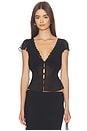 view 1 of 4 Ara Lace Trim V-Neck Top in Black