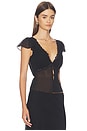 view 2 of 4 Ara Lace Trim V-Neck Top in Black