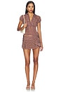 view 5 of 4 Dolce Pleated Button Up Top in Espresso Polka Dot
