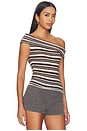 view 2 of 4 Mabel Off Shoulder Top in Pink & Chocolate Stripe