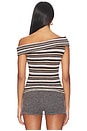 view 4 of 4 Mabel Off Shoulder Top in Pink & Chocolate Stripe