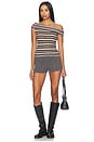 view 5 of 4 Mabel Off Shoulder Top in Pink & Chocolate Stripe