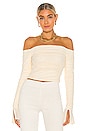 view 1 of 4 Off Shoulder Mesh Ruched Top in Cream