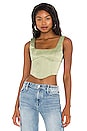 view 1 of 4 Satin Lace Up Bustier Top in Olive Green
