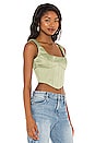 view 2 of 4 Satin Lace Up Bustier Top in Olive Green