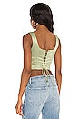 view 3 of 4 Satin Lace Up Bustier Top in Olive Green
